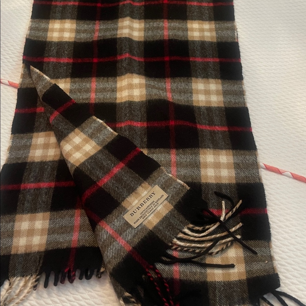 Burberry Classic Plaid Scarf in Black, Red, and Tan